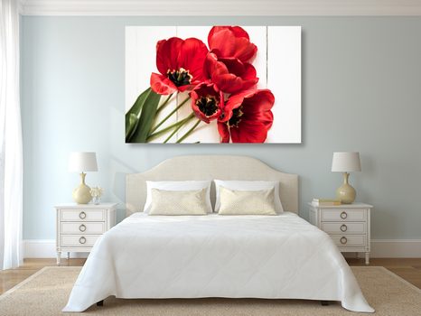 SLIKA CVETOČI RDEČI TULIPANI - SLIKE ROŽ - SLIKE