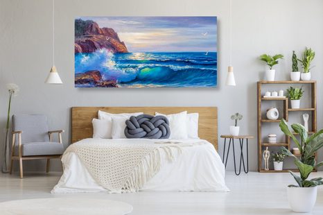 WANDBILD MEERESWELLEN AN DER KÜSTE - BILDER VON NATUR UND LANDSCHAFT - BILDER