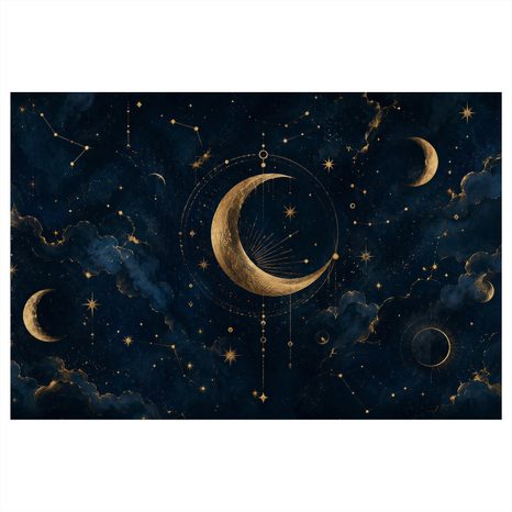 TABLEAU SUR TOILE – LUNE MYSTIQUE DANS LE CIEL NOCTURNE - TABLEAUX MOIS - TABLEAUX