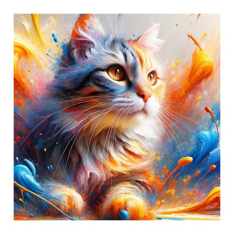 WANDBILD KATZE IM FARBWIRBEL - BILDER VON KATZEN - BILDER