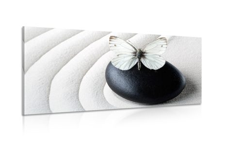 CANVAS PRINT ZEN STONE WITH A BUTTERFLY - PICTURES FENG SHUI - PICTURES