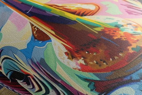 QUADRO SU TELA – RINOCERONTE CON IMITAZIONE DI PITTURA - QUADRI DI UN RINOCERONTE - STAMPE E QUADRI