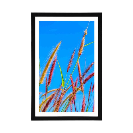 POSTER WITH MOUNT WILD GRASS UNDER A BLUE SKY - NATURE - POSTERS