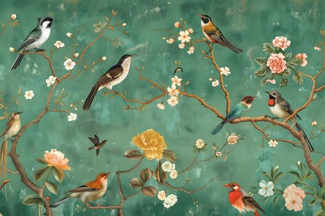TAPETE VINTAGE VÖGEL AUF ÄSTEN - TAPETEN - 🔥 TOTALAUSVERKAUF
