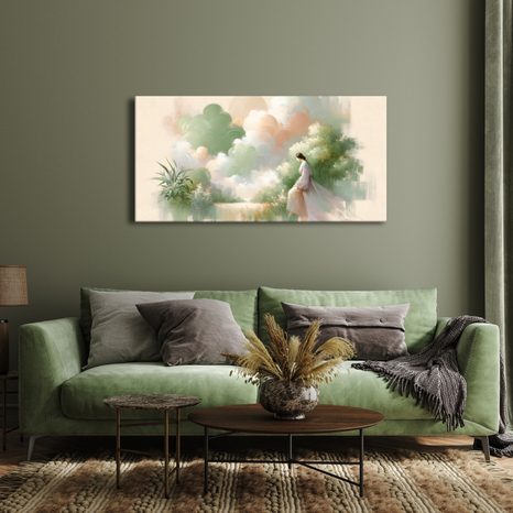 OBRAZ ZASNĚNÁ ŽENA V PASTELOVÝCH TÓNECH - OBRAZY ŽENY - OBRAZY