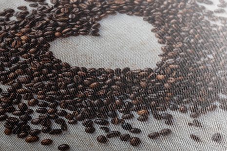 КАРТИНА НА ПЛАТНО – СЪРЦЕ ОТ КАФЕЕНИ ЗЪРНА - КАРТИНИ НА ХРАНИ И НАПИТКИ - КАРТИНИ