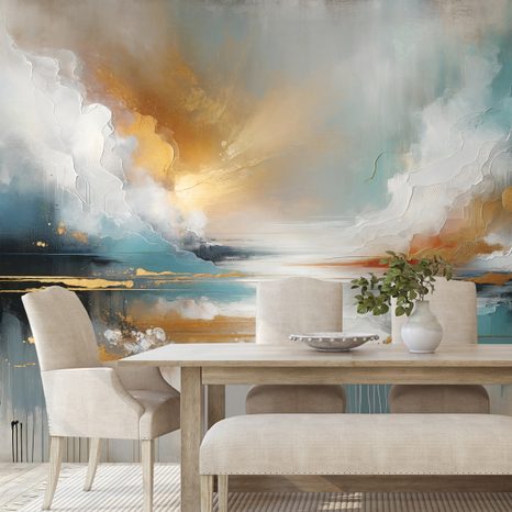 SAMOLEPÍCÍ TAPETA ABSTRAKTNÍ ZLATÉ A MODRÉ TÓNY - ABSTRAKTNÍ TAPETY - TAPETY