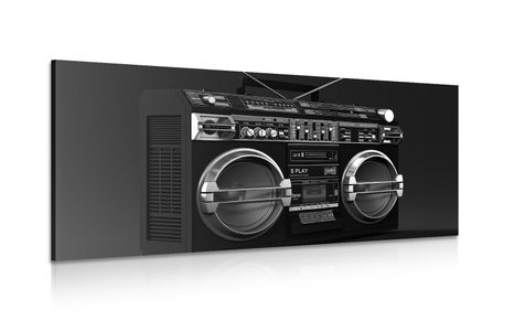 CANVAS PRINT DISCO RADIO FROM THE 90S IN BLACK AND WHITE - BLACK AND WHITE PICTURES - PICTURES