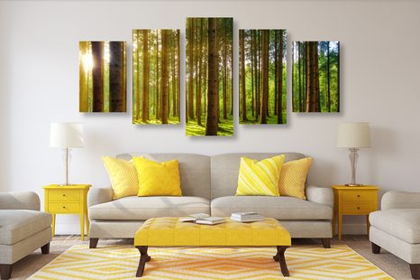 5-CZĘŚCIOWY OBRAZ PORANEK W LESIE - OBRAZY PRZYRODY I KRAJOBRAZY - OBRAZY