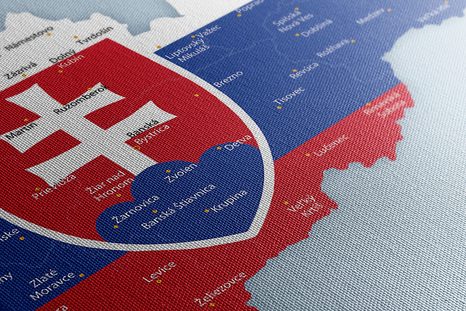 OBRAZ MAPA SLOVENSKA SE STÁTNÍM ZNAKEM - OBRAZY MAPY - OBRAZY