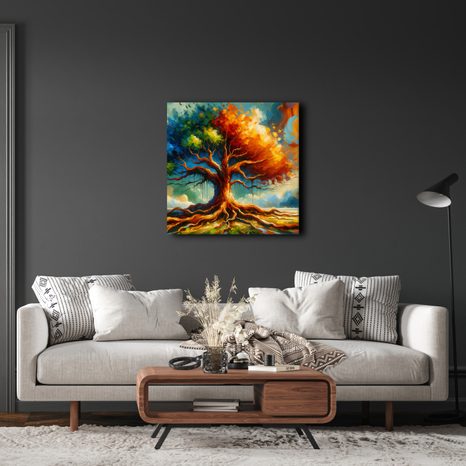 OBRAZ BAREVNÝ STROM ŽIVOTA S KOŘENY - OBRAZY STROMY ŽIVOTA - OBRAZY