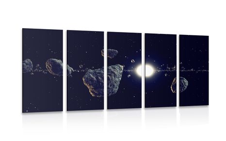 QUADRO IN 5 PARTI METEORITI - QUADRI DELLO SPAZIO E DELLE STELLE - QUADRI