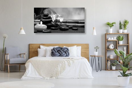 QUADRO SU TELA – NATURA MORTA FENG SHUI IN BIANCO E NERO - QUADRI BIANCO E NERO - STAMPE E QUADRI