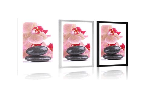 POSTER WITH MOUNT SPA STONES AND AN ORCHID - FENG SHUI - POSTERS