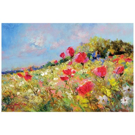 TAPETA MALOVANÉ MÁKY NA LOUCE - TAPETY S IMITACÍ MALEB - TAPETY