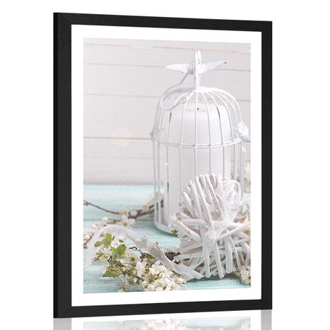 PLAKÁT S PASPARTOU TŘEŠŇOVÁ VĚTVIČKA A BÍLÉ LUCERNIČKY - PLAKÁTY - TOTÁLNÍ VÝPRODEJ 🔥