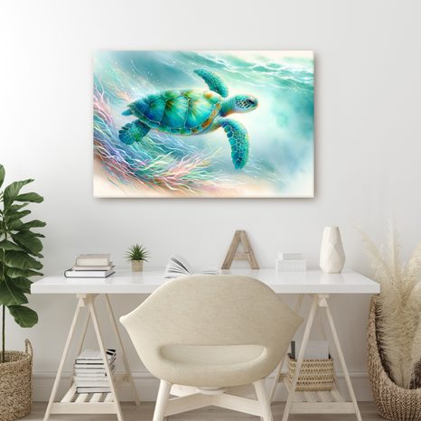 WANDBILD MEERESSCHILDKRÖTE IM OZEAN - WANDBILDER UNTERWASSERWELT - BILDER