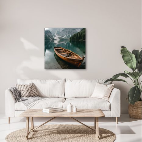 QUADRO SU TELA – BARCA DI LEGNO NELLA NATURA - QUADRI LAGHI - STAMPE E QUADRI