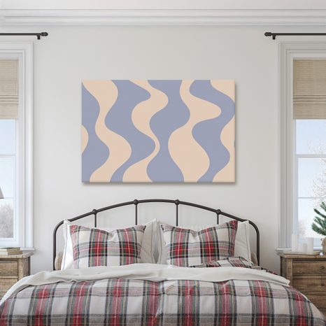 TABLEAU SUR TOILE – COURBES ABSTRAITES DÉLICATES EN BLEU - IMAGES FORMES ABSTRAITES - TABLEAUX