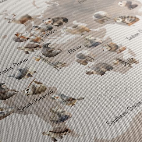 WANDBILD AUF KORK WELTKARTE DER TIERE - WANDBILDER AUF KORK - BILDER