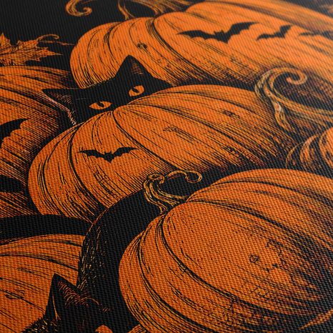 QUADRO SU TELA – ZUCCHE DI HALLOWEEN CON GATTI NERI - QUADRI HALLOWEEN E HORROR - STAMPE E QUADRI