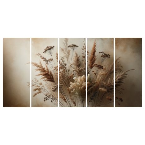 WANDBILD STRAUSS AUS TROCKENBLUMEN - BILDER VON GRASHALMEN - BILDER