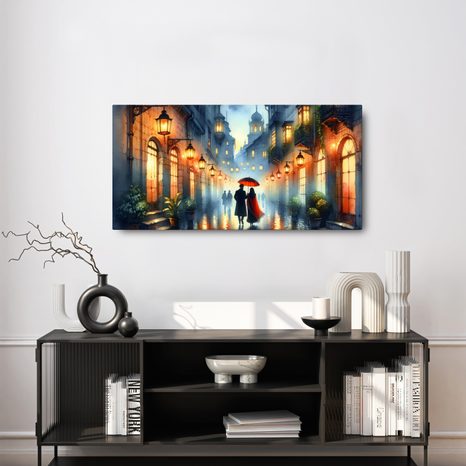 WANDBILD GASSE IM LICHT VON LATERNEN - BILDER VON MENSCHEN - BILDER