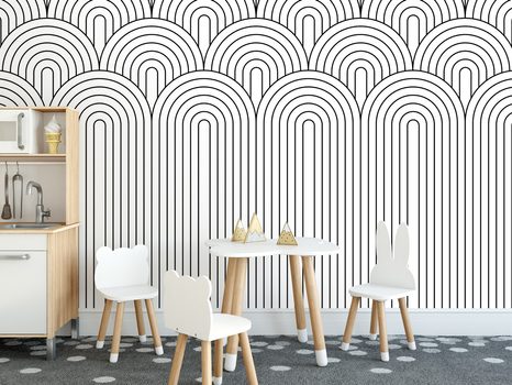 САМОЗАЛЕПВАЩ ТАПЕТ – ЧЕРНО-БЯЛ МОДЕЛ ДЪГА MID-CENTURY - САМОЗАЛЕПВАЩИ ТАПЕТИ - ТАПЕТИ
