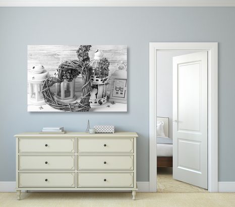 WANDBILD IM VINTAGE-STIL IN SCHWARZ-WEISS - SCHWARZ-WEISSE BILDER - BILDER