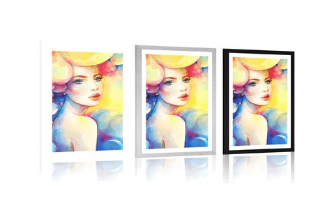 PLAKAT S PASPARTUJEM ŽENSKA OČARLJIVOST - ŽENSKE - PLAKATI