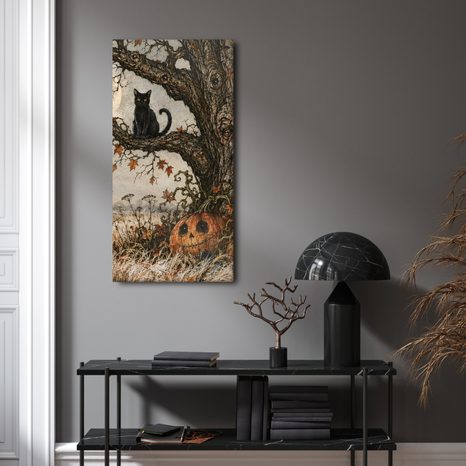 WANDBILD LEBENSBAUM IN GEHEIMNISVOLLER NACHT - HALLOWEEN- UND HORROR-BILDER - BILDER