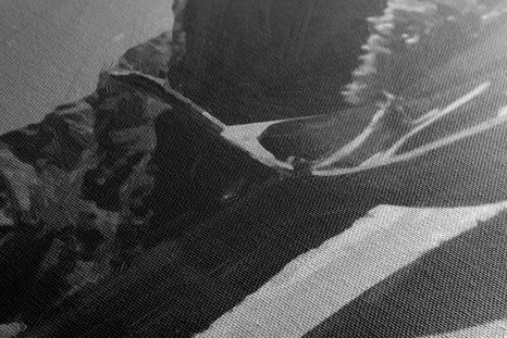 WANDBILD HÖLZERNES WIKINGERSCHIFF IN SCHWARZ-WEISS - SCHWARZ-WEISSE BILDER - BILDER