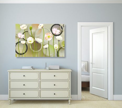 SLIKA BEL MAK NA ABSTRAKTNEM OZADJU - SLIKE ROŽ - SLIKE