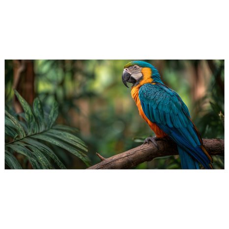 OBRAZ PAPOUŠEK MEZI TROPICKÝMI LISTY - OBRAZY PTÁCI - OBRAZY