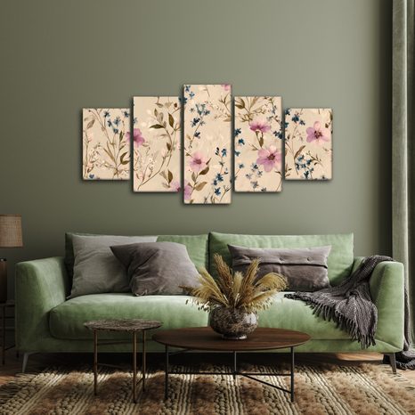 5-TEILIGES WANDBILD BLUMIGE HARMONIE - BILDER BLUMEN - BILDER