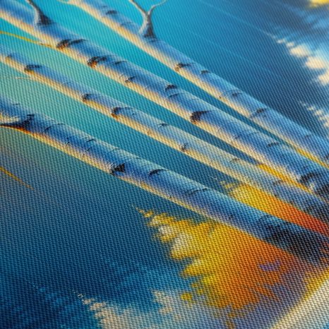 WANDBILD WINTERLANDSCHAFT MIT BUNTEN BÄUMEN - BILDER WALD - BILDER