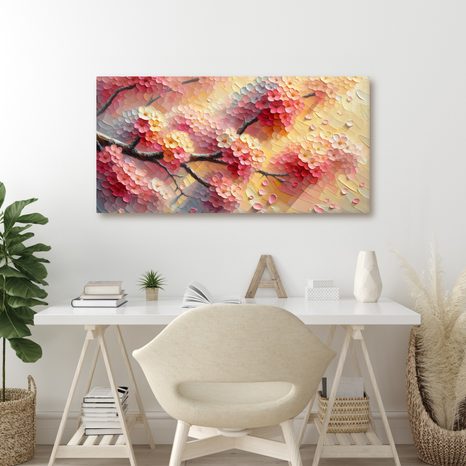 WANDBILD ROMANTISCHE BLÜTEN AM ZWEIG - BILDER BLUMEN - BILDER