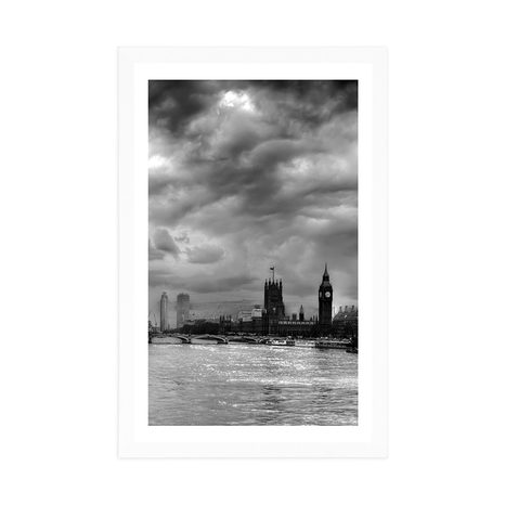 POSTER WITH MOUNT UNIQUE LONDON IN BLACK AND WHITE - BLACK AND WHITE - POSTERS