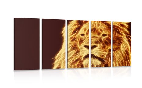5-PIECE CANVAS PRINT LION'S HEAD IN AN ABSTRACT DESIGN
