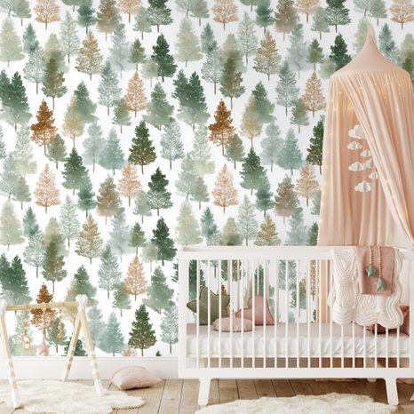 SAMOLEPÍCÍ TAPETA PESTROBAREVNÉ LESNÍ STROMY - VZOROVANÉ TAPETY - TAPETY