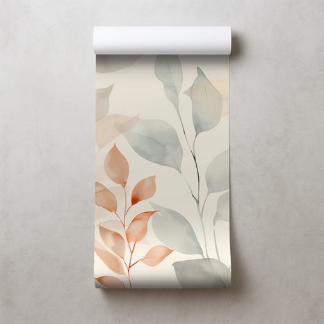 FOTOTAPETA NEŽNI AKVARELNI LISTI V PASTELNIH TONIH - TAPETE LISTI - TAPETE