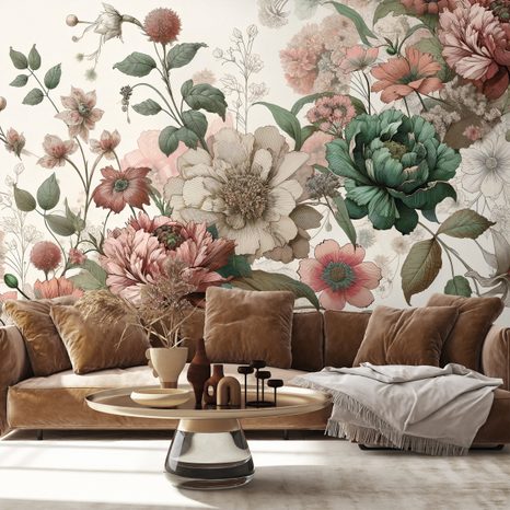 CARTA DA PARATI – FIORI VINTAGE PASTELLO - CARTA DA PARATI - 🔥 SVENDITA TOTALE