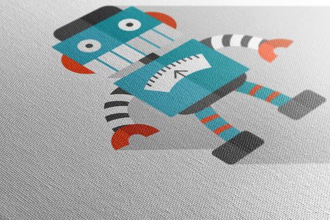 QUADRO SU TELA – ROBOT BLU CON SFONDO BIANCO - QUADRI PER BAMBINI - STAMPE E QUADRI