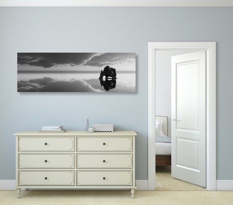 WANDBILD FELSEN UNTER WOLKEN IN SCHWARZ-WEISS - SCHWARZ-WEISSE BILDER - BILDER