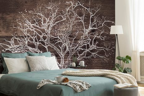 TAPETA KORUNA STROMU NA DŘEVĚNÉM PODKLADU - TAPETY PŘÍRODA - TAPETY