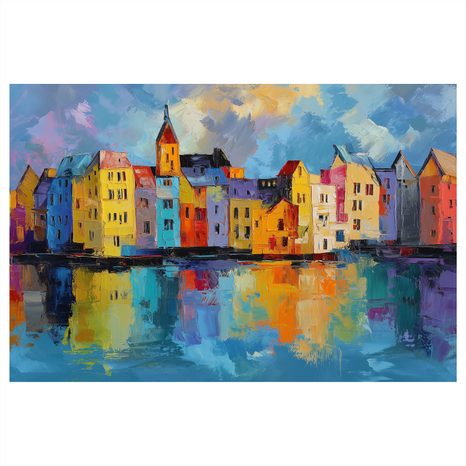 OBRAZ BAREVNÉ DOMY U ŘEKY - BAREVNÉ DOMY - OBRAZY