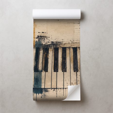 SELBSTKLEBENDE TAPETE ABSTRAKTE KLAVIERTASTEN IM VINTAGE-STIL - MUSIK FOTOTAPETEN - TAPETEN