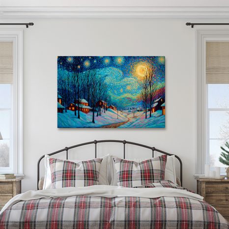 VÁNOČNÍ OBRAZ KOUZELNÁ ZIMNÍ VESNICE - VÁNOČNÍ A ZIMNÍ OBRAZY - OBRAZY