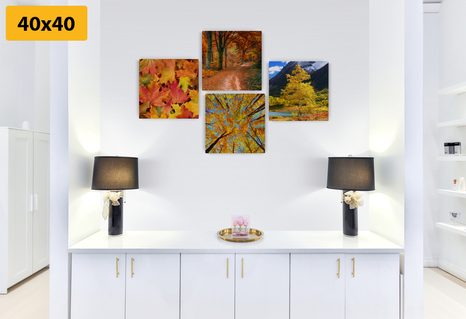 SET OBRAZŮ PODZIMNÍ PŘÍRODA V NÁDHERNÝCH BARVÁCH - SESTAVY OBRAZŮ - OBRAZY