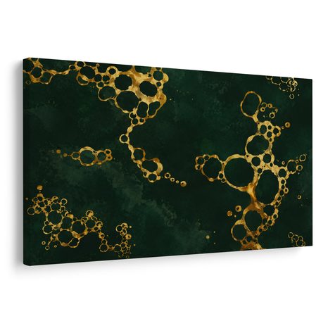 WANDBILD DUNKELGRÜNE KOMPOSITION IN GOLD - WANDBILDER ABSTRAKTE FORMEN - BILDER